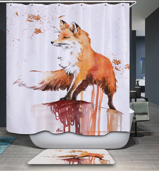 Designer Autumn Fox Shower Curtain