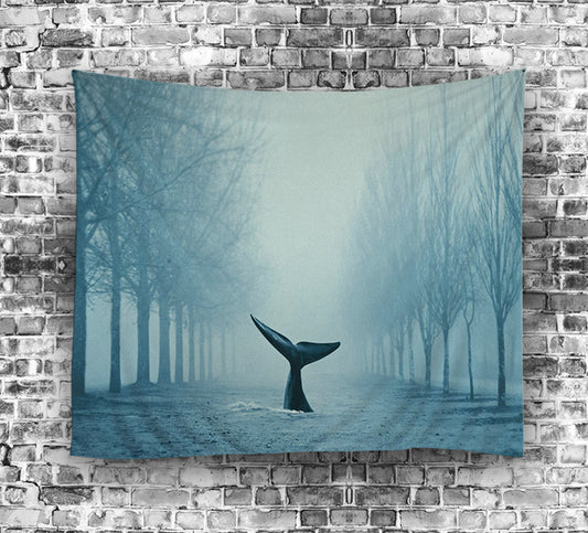 Diving in the Road Whale Tail Tapestry
