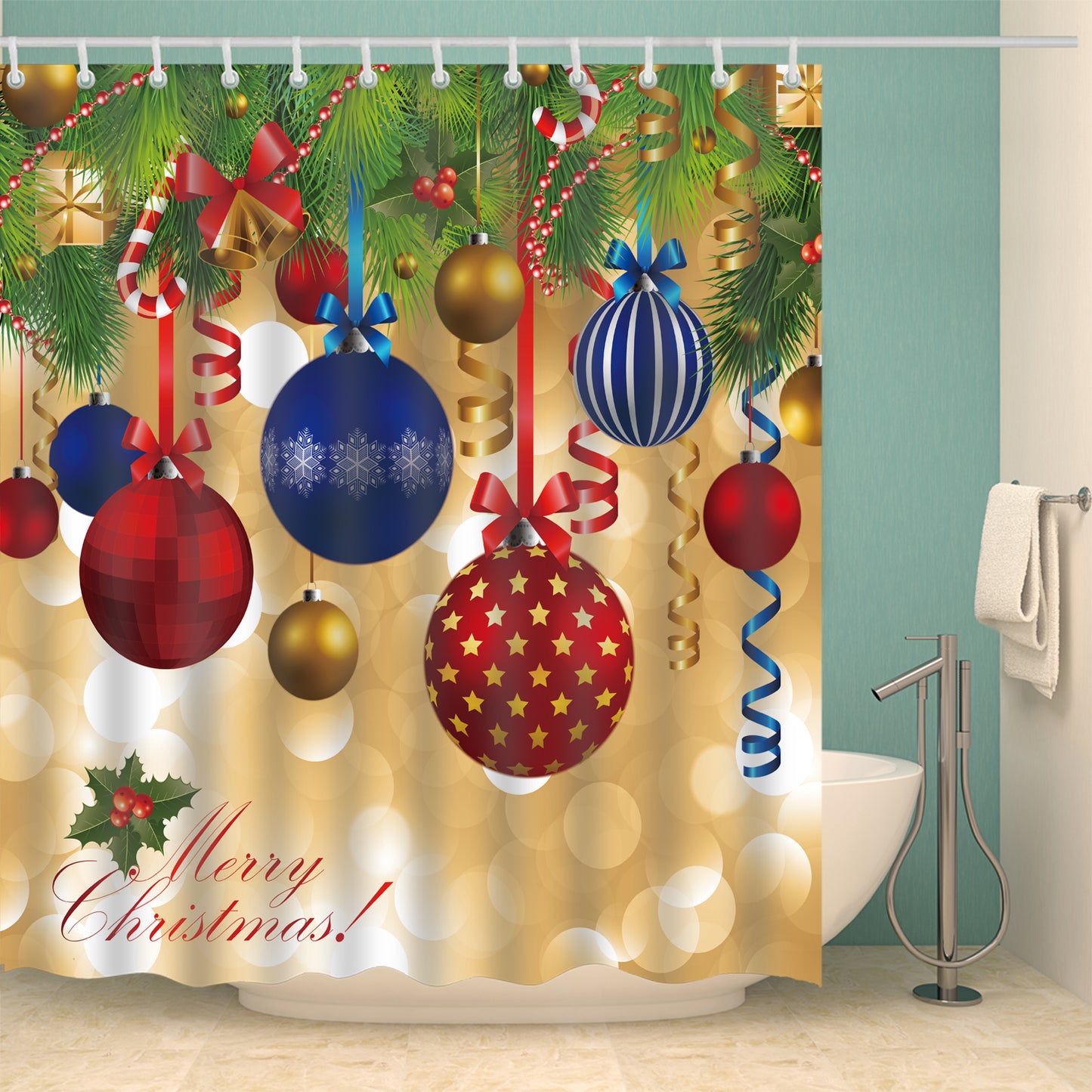 Diy Christmas Ornaments Decoration Holiday Shower Curtain