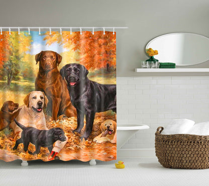 Dog Family Oil Painting Labrador Shower Curtain
