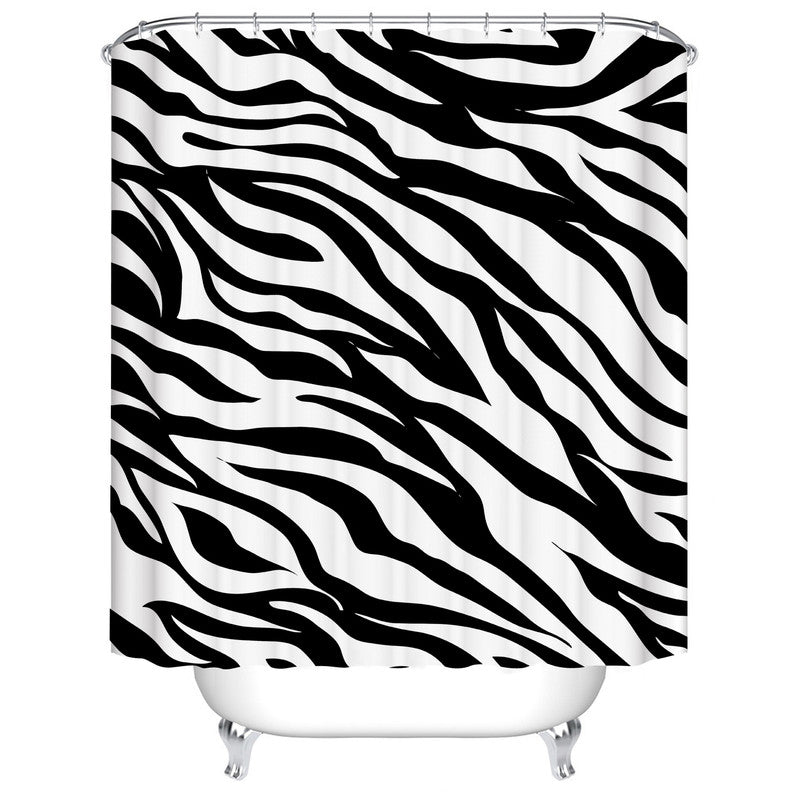 Black White Zebra Print Shower Curtain