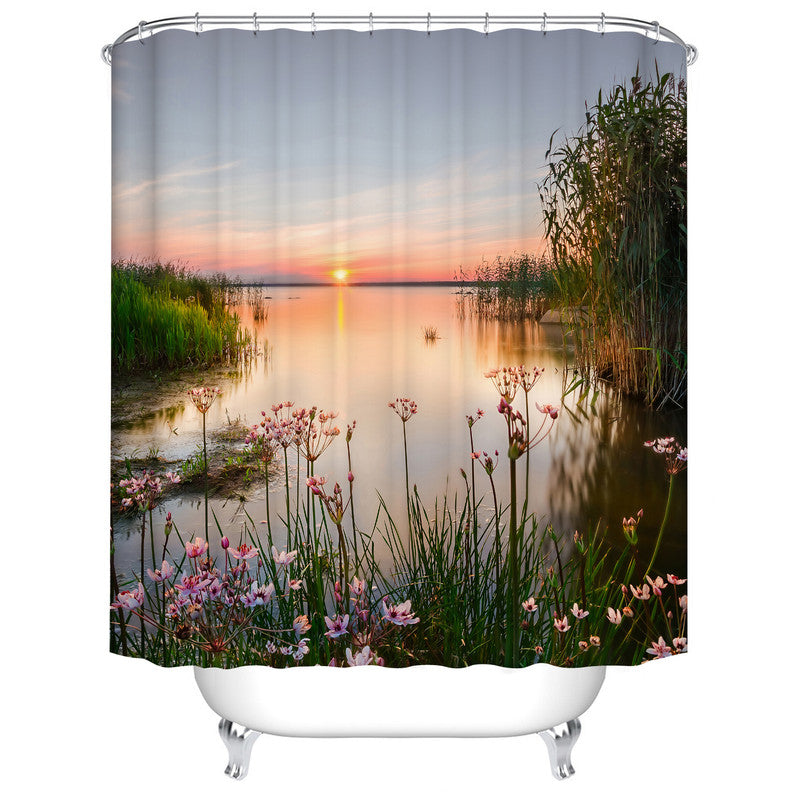 Natural Sunset Lake Shower Curtain