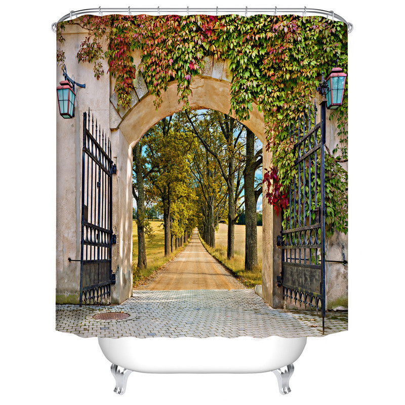 Fairyland Rustic Gate Gravel Stone Arch Italy Country Shower Curtain