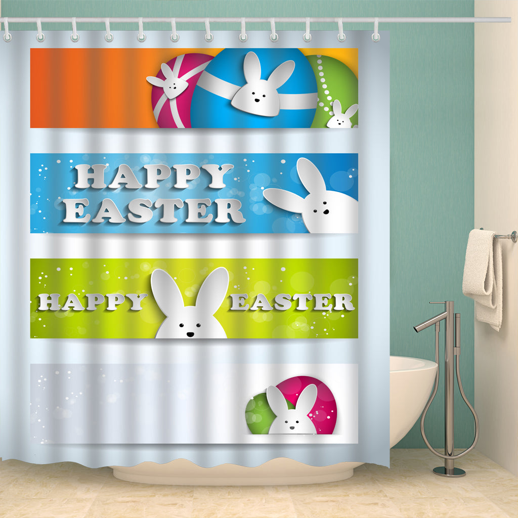 Easter Bunny Festival Stripe Shower Curtain