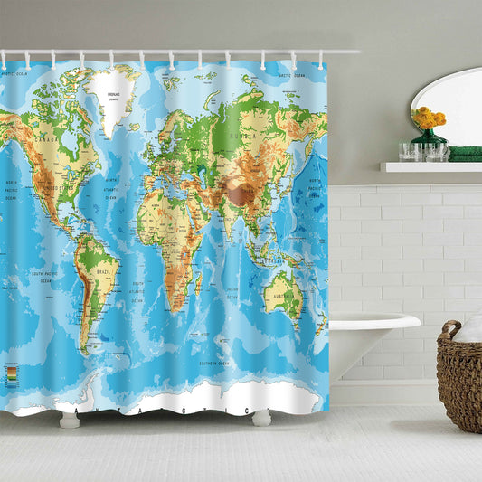Educational Colorful World Map Countries Geography Shower Curtain