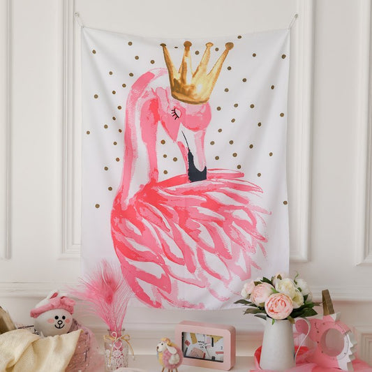 Elegant Girly Crown Flamingo Tapestry