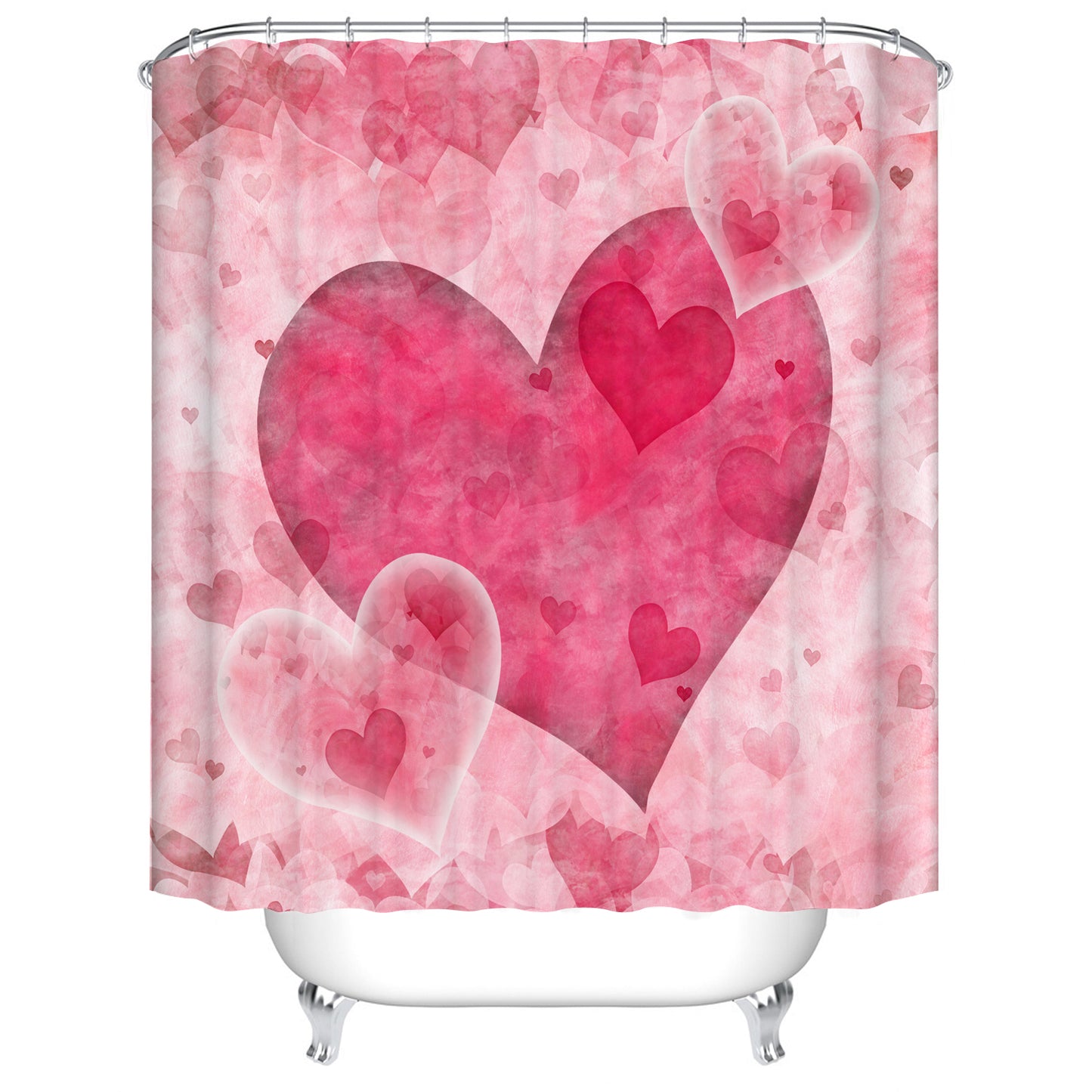Elegant Sparkling Big Pink Heart Shower Curtain