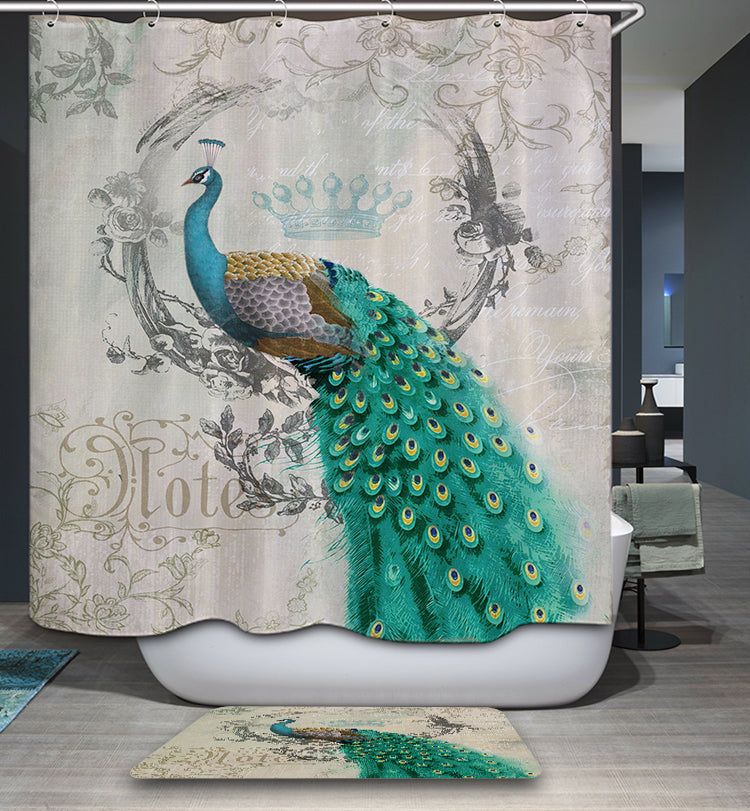 Elegant Queen Decoration Peacock Shower Curtain