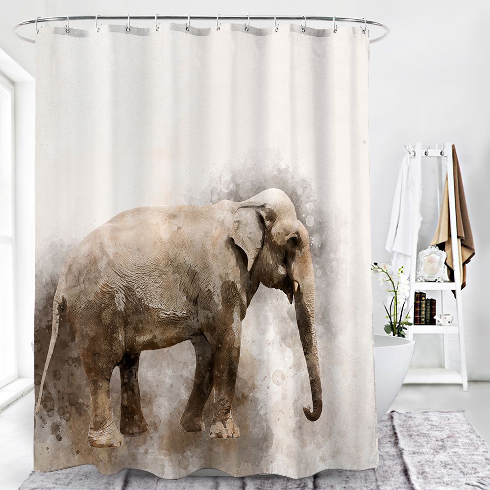 Watercolor Grey Elephant Shower Curtain