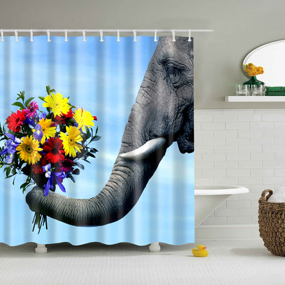 Elephant with Flower Photo Romantic Shower Curtain
