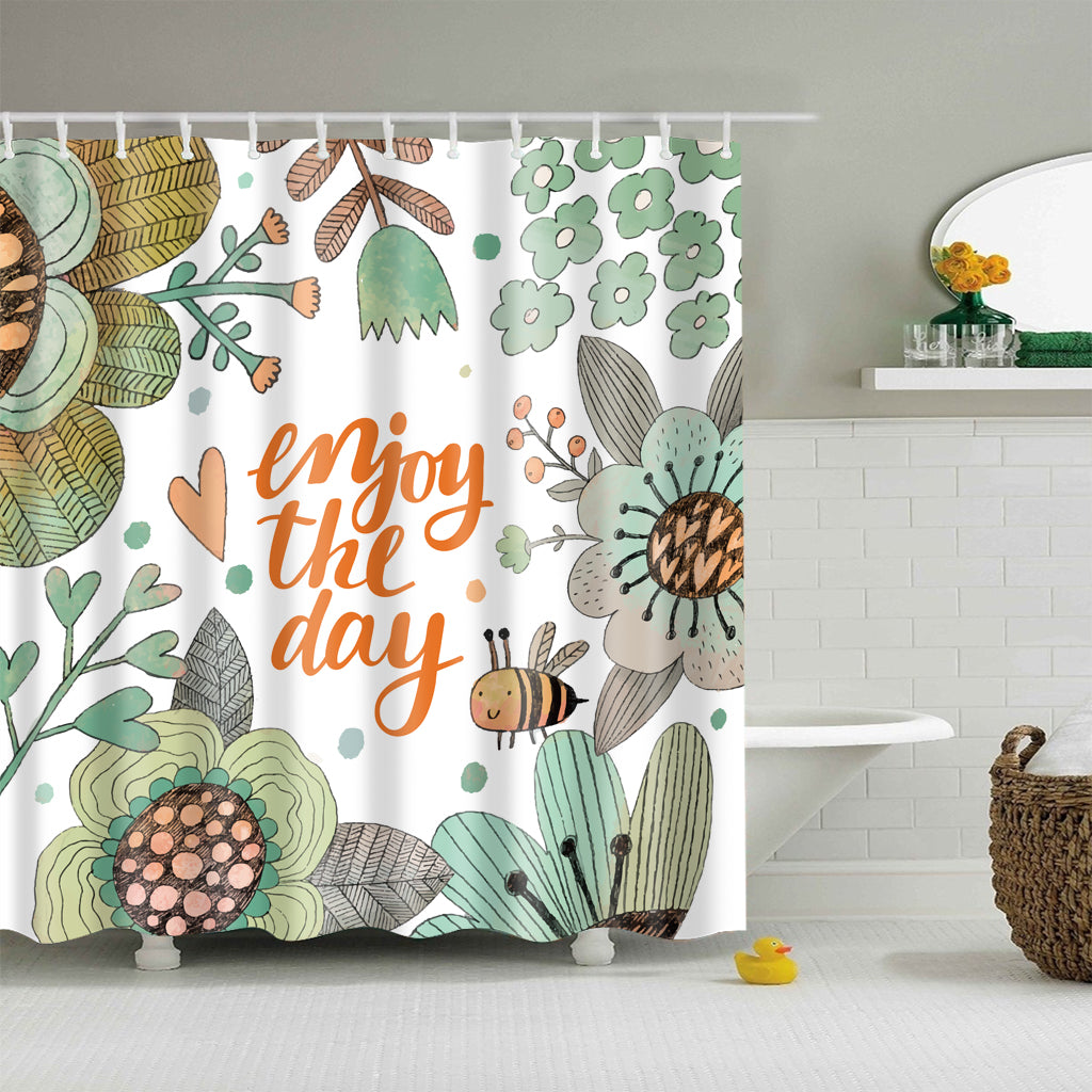 Enjoy the Day Flower Happy Girl Shower Curtain