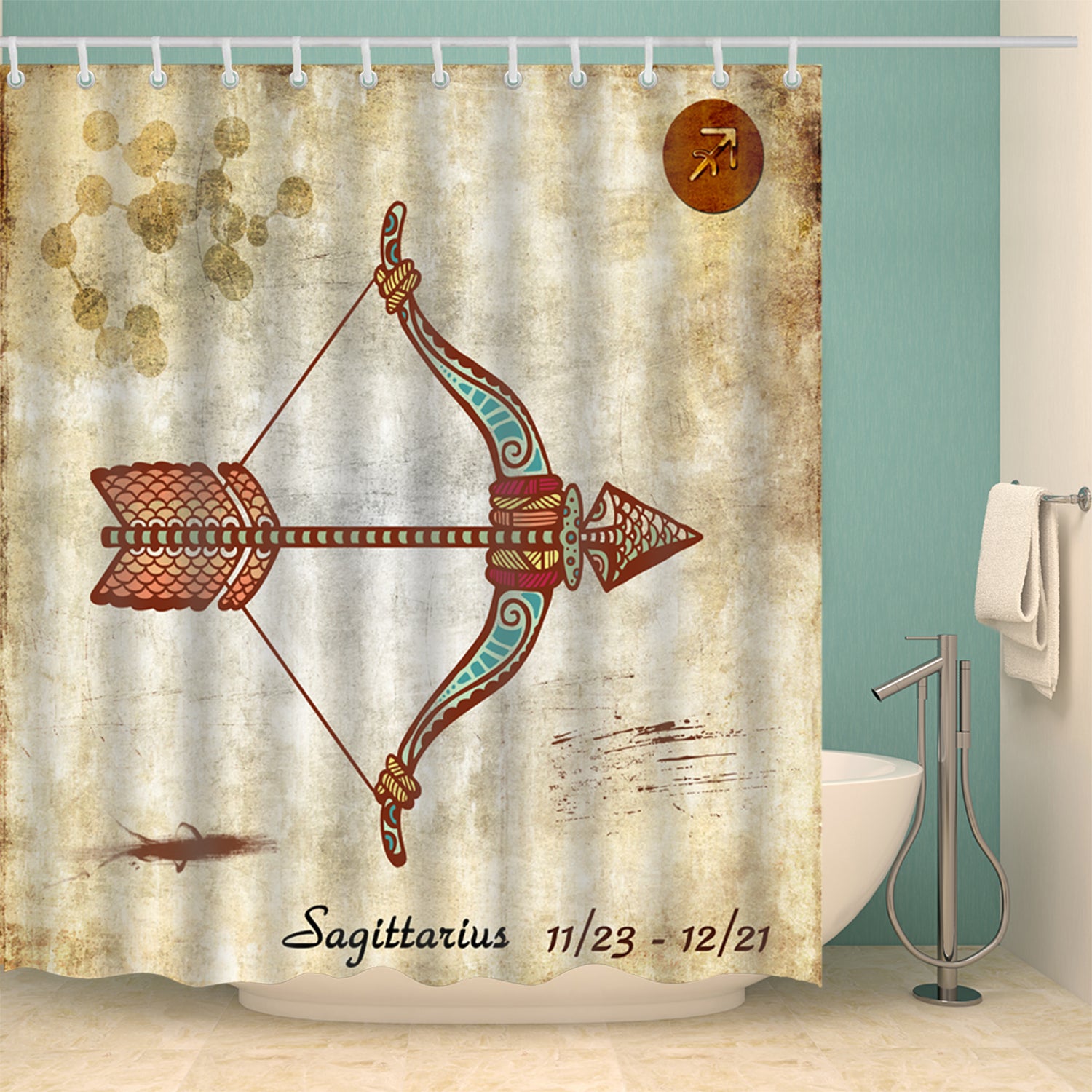 Exotic Sagittarius Symbol Print Shower Curtain