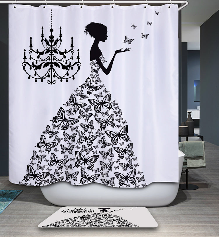 Fairy Girl Butterfly Silhouette Shower Curtain