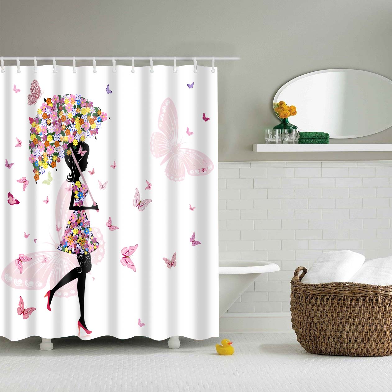 Fairy Girl with Umbrella Shower Curtain | GoJeek