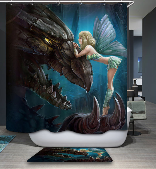 Fairy World Dragon with Elf Shower Curtain