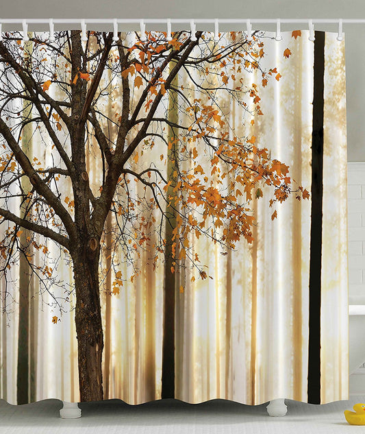 Fall Tree Shower Curtain Autumn Brown Bath Decor | GoJeek