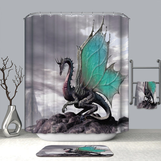 Fantastic Awesome Green Wings Dragon Shower Curtain