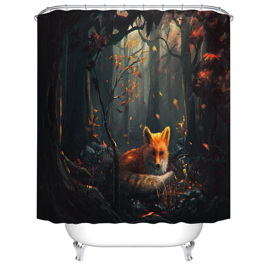 Fantasy Autumn Fall Forest Fox Shower Curtain