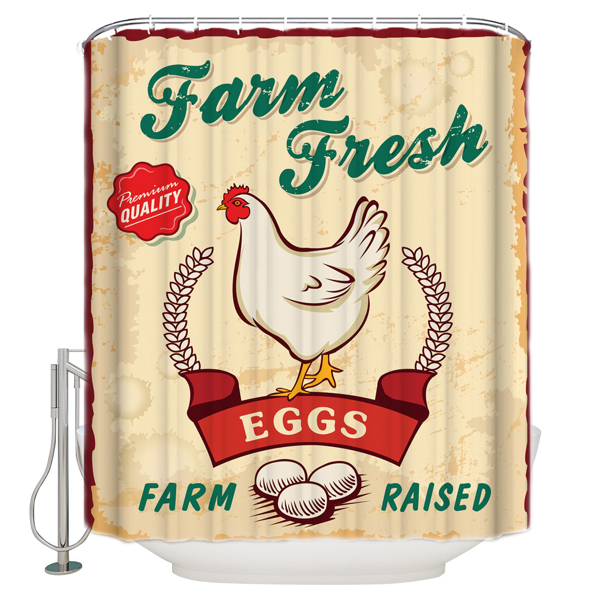 Farm Fresh Vintage Signs Eggs Chicken Shower Curtain