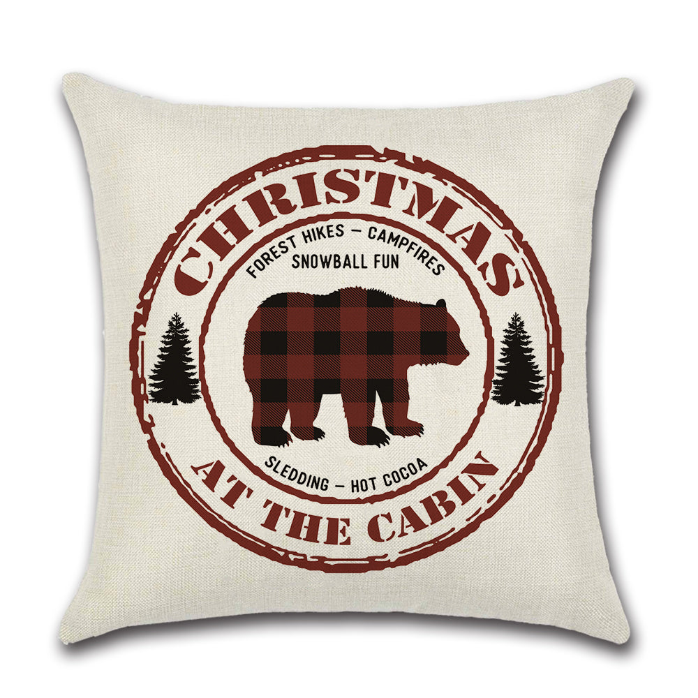 Christmas Postmark Cabin Throw Pillow Cover of 4