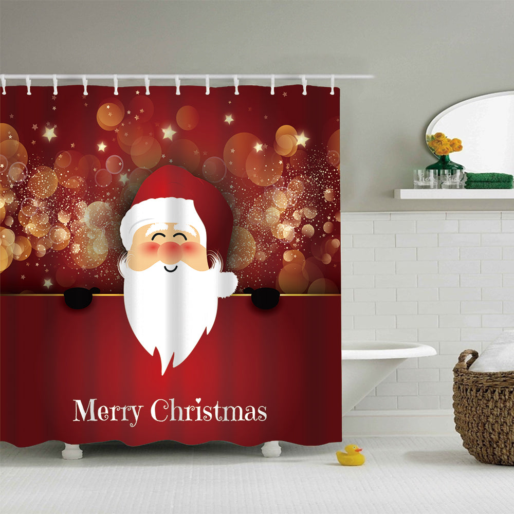Fireworks with Santa Smiling Shower Curtain