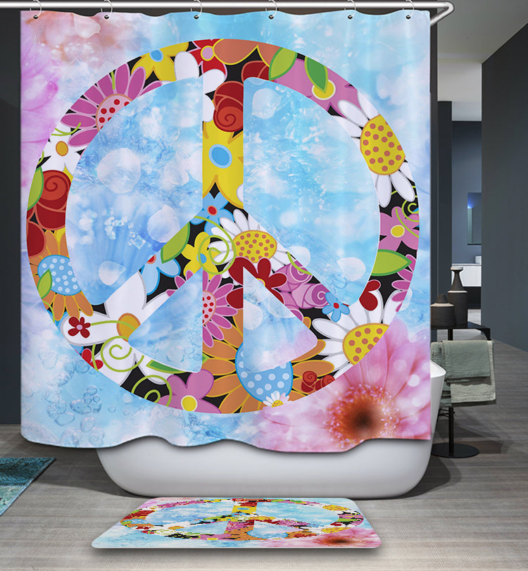 Floral Symbol World Day of Peace Shower Curtain | GoJeek
