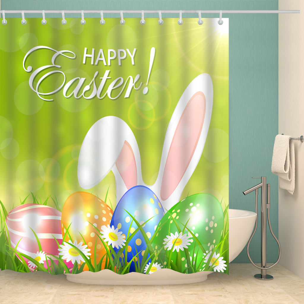Flower with Eggs Greeting Easter Holiday Shower Curtain