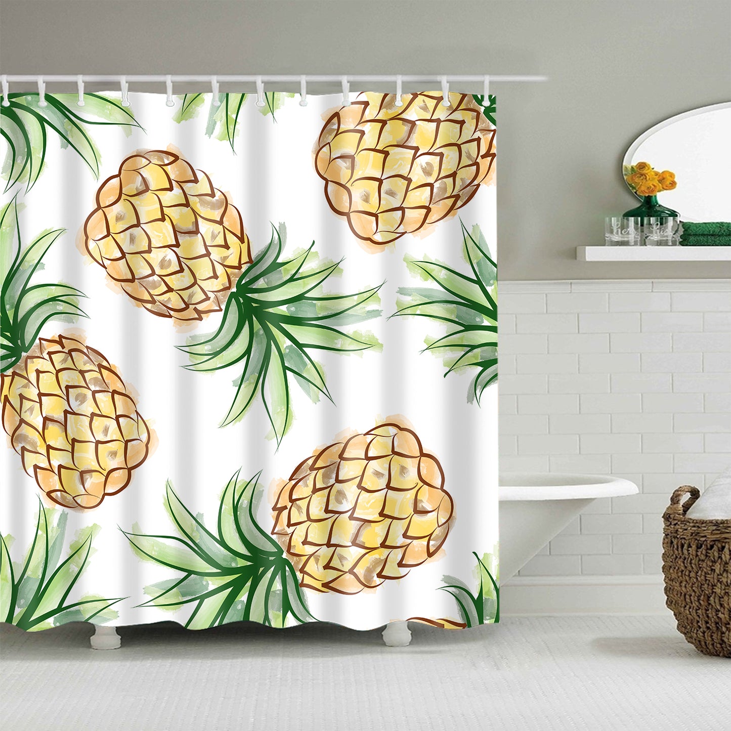 Fresh Tropical Fruit Seamless Pineapple Shower Curtain