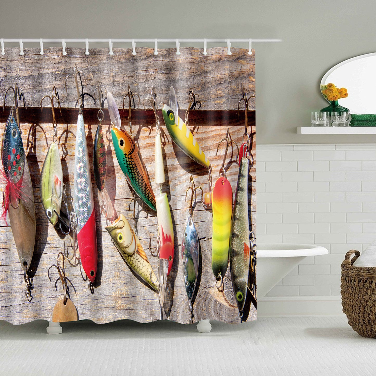 Freshwater Bait and Lures Fishing Gear Shower Curtain