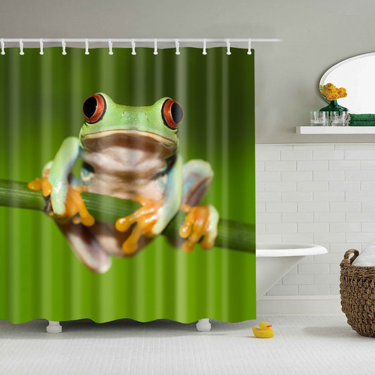 Frog Holding On Twig Nature Shower Curtain