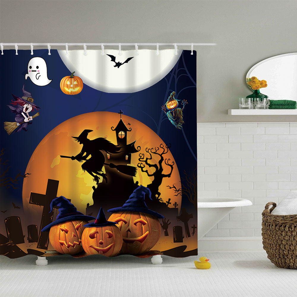 Full Moon Ghost Halloween Party Shower Curtain
