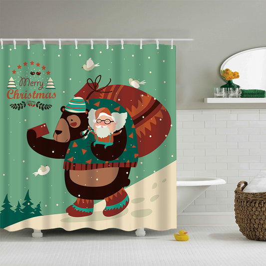 Funny Bear Taking Selfie With Santa Claus Shower Curtain