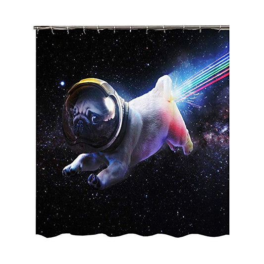 Funny Design Pug Flying at Space Shower Curtain