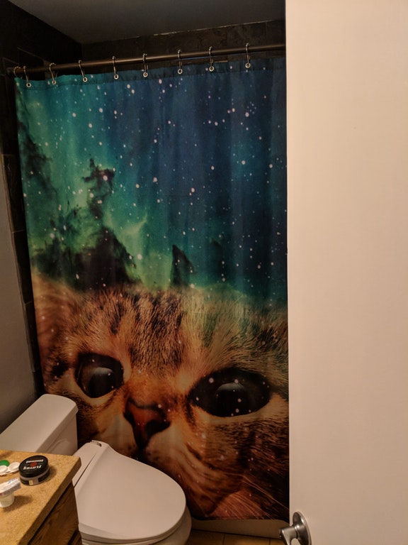 Funny Galaxy Cat Shower Curtain