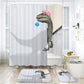 Dinosaur Bathing with Pink Shower Cap Velociraptor Shower Curtain Set - 4 Pcs