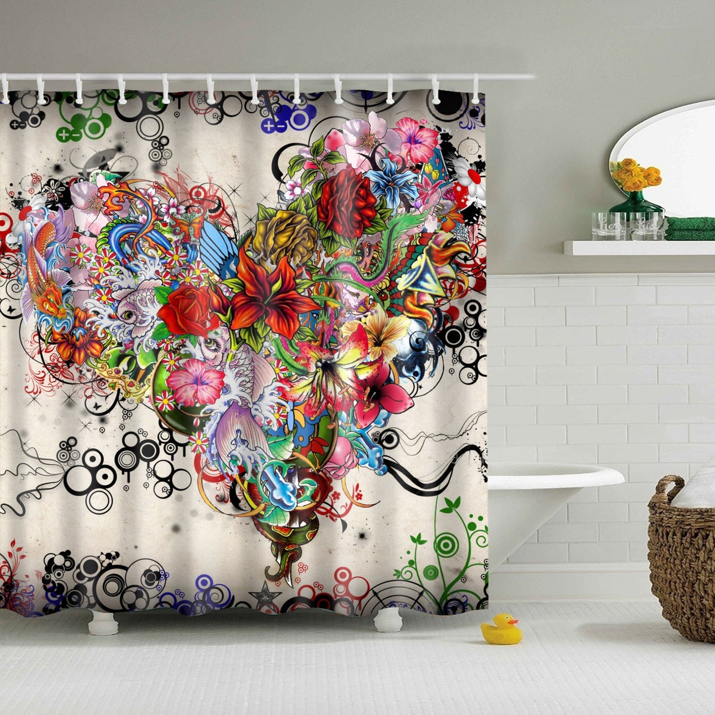 Get Out Of Your Head And Into Your Heart Flower Shower Curtain