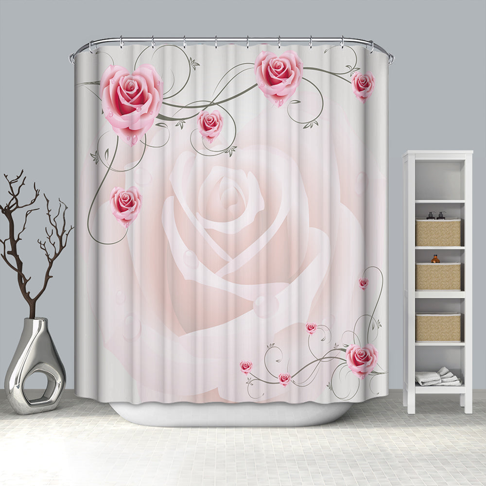 Glamorous Wedding Decor Penoy with Pink Rose Shower Curtain