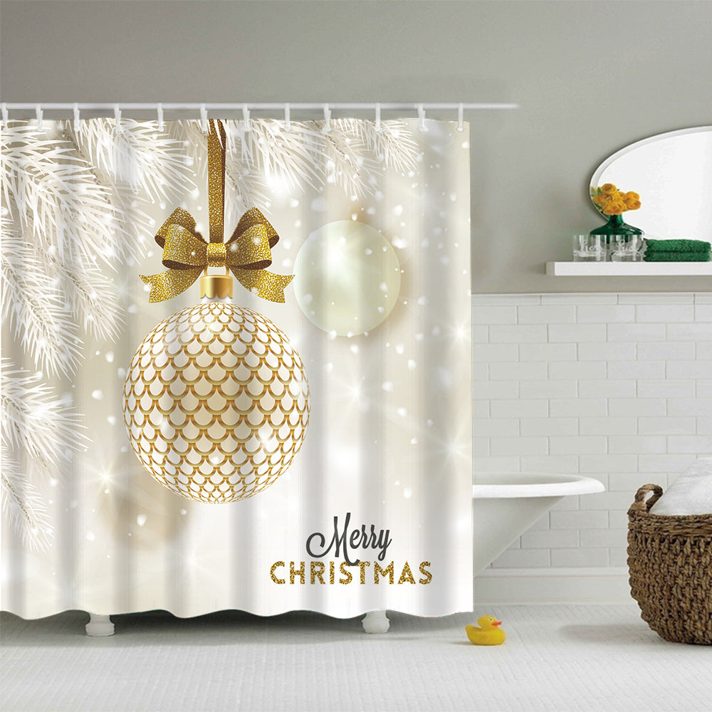 Golden Christmas Bubbles Shower Curtain