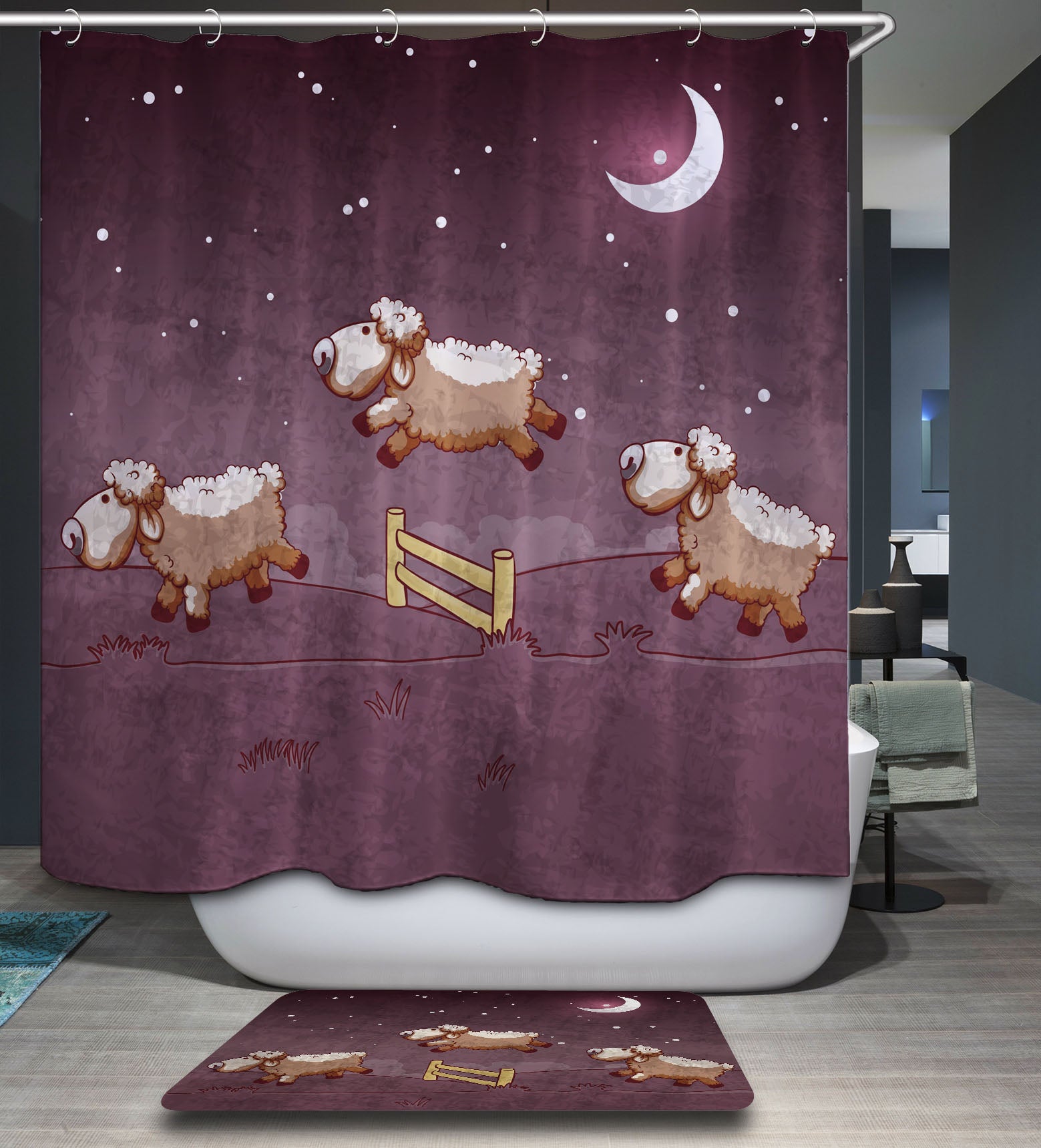 Cute Anime Shower Curtain Hotel Bathroom Theme Set for girs Boys Bedroom   Walmartcom