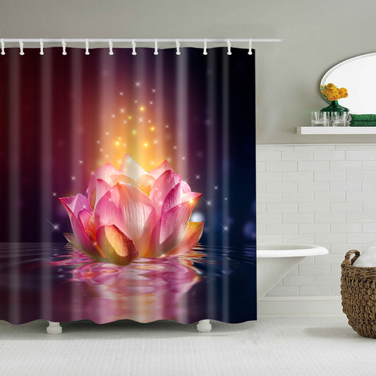 Graceful Buddha Pink Water Lily Sacred Lotus Shower Curtain