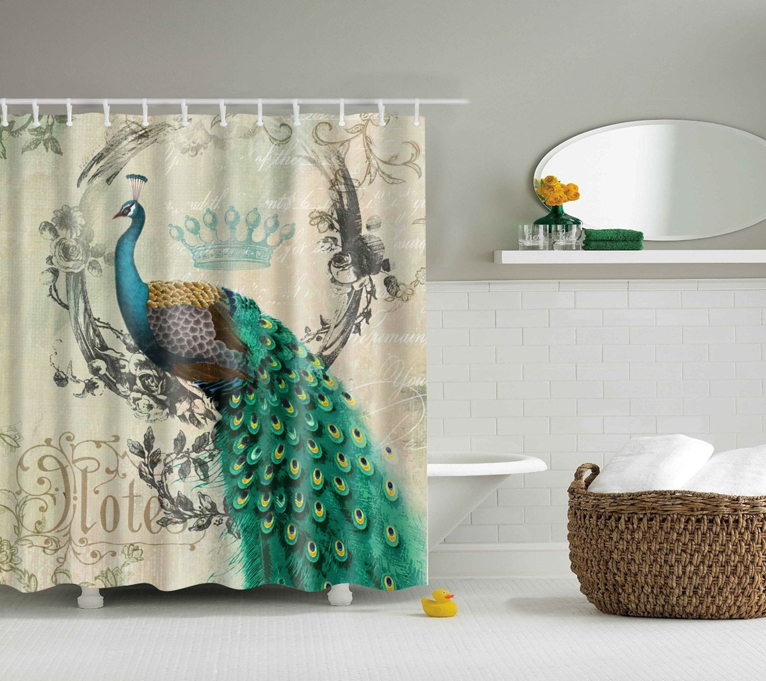 Grandeur Peacock with Crown Shower Curtain