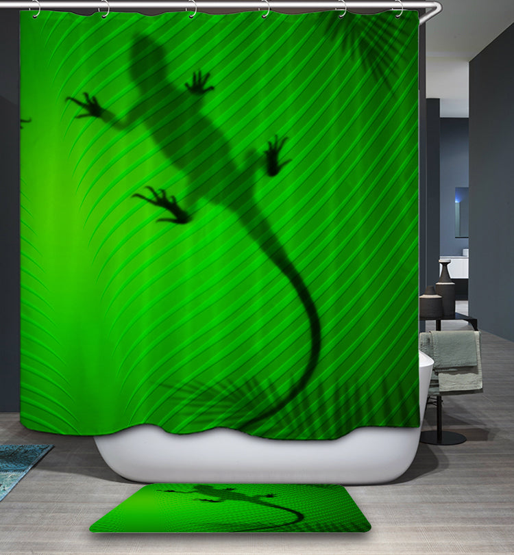 Green Gecko Shadow Shower Curtain