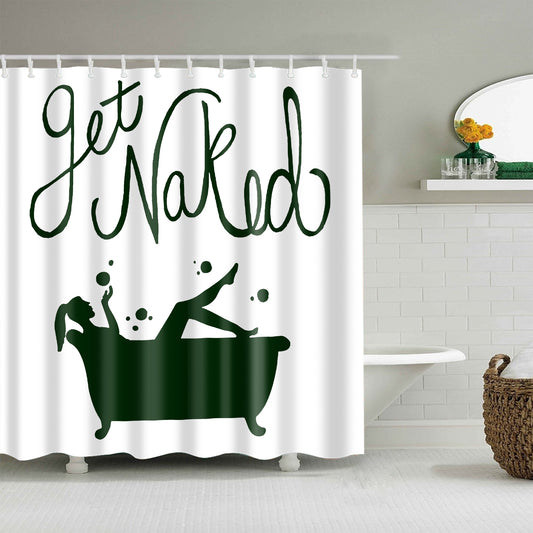 Green Watercolor Painting Get Naked Shower Curtain