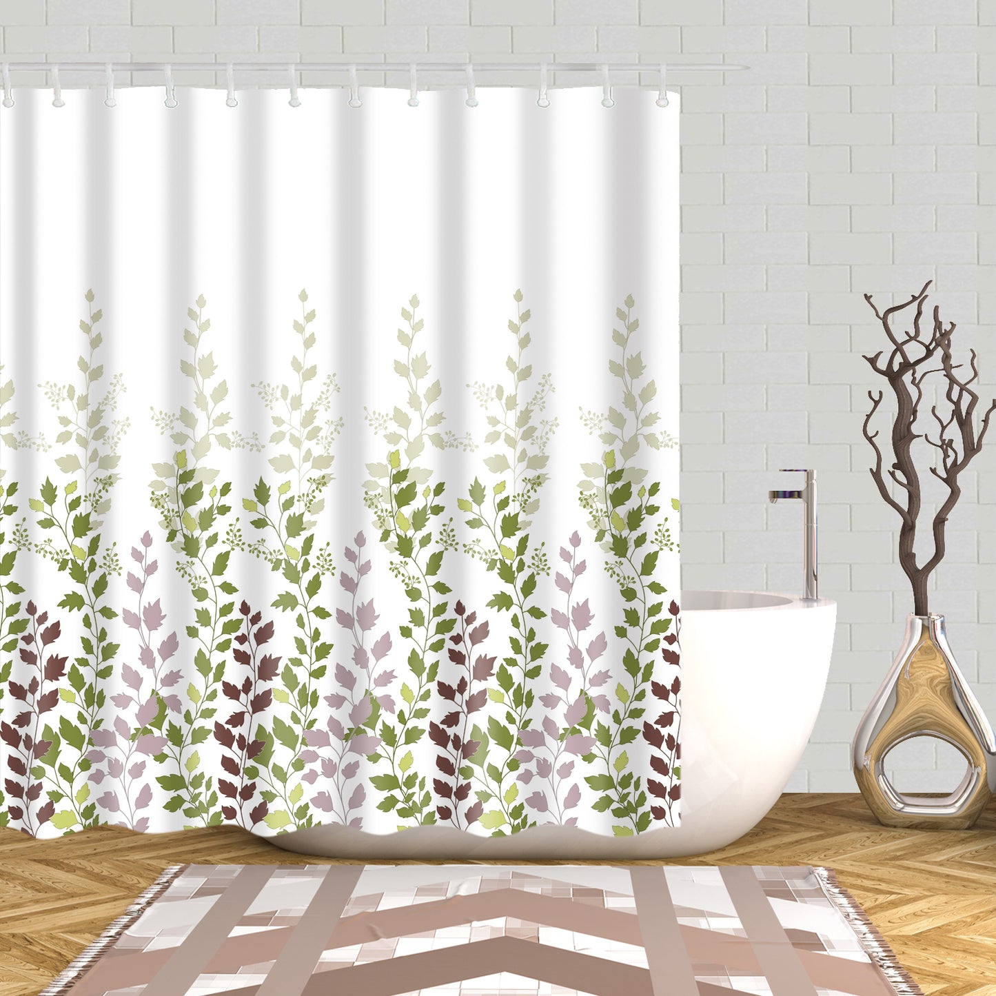 Green and Purple Growing Grass Shower Curtain