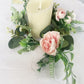 Green with Pink Rose Candle Rings - 4 Packs