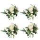 Green with Pink Rose Candle Rings - 4 Packs