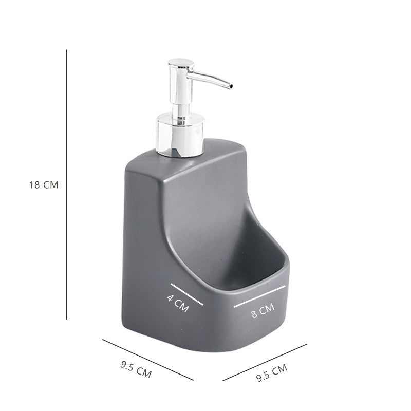 Grey - Multifunctional Ceramic Soap Dispenser with Sponge Brush Holder