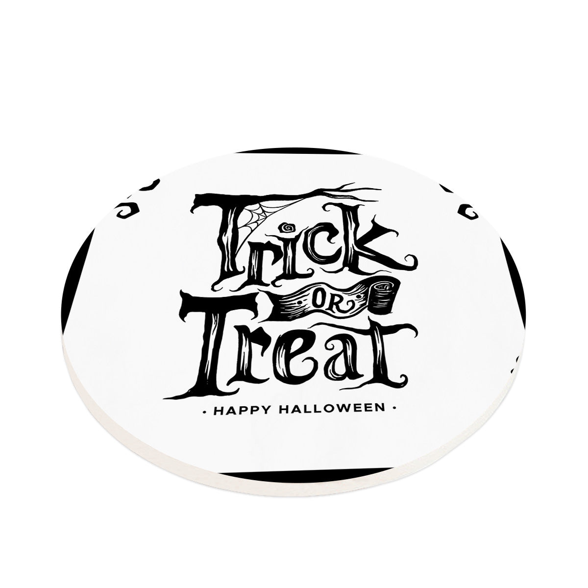 3 Couleur drôle Trick ou Treat Quote Halloween Absorbant Pierre Céramique Pierre Dinning Table Coaster Set