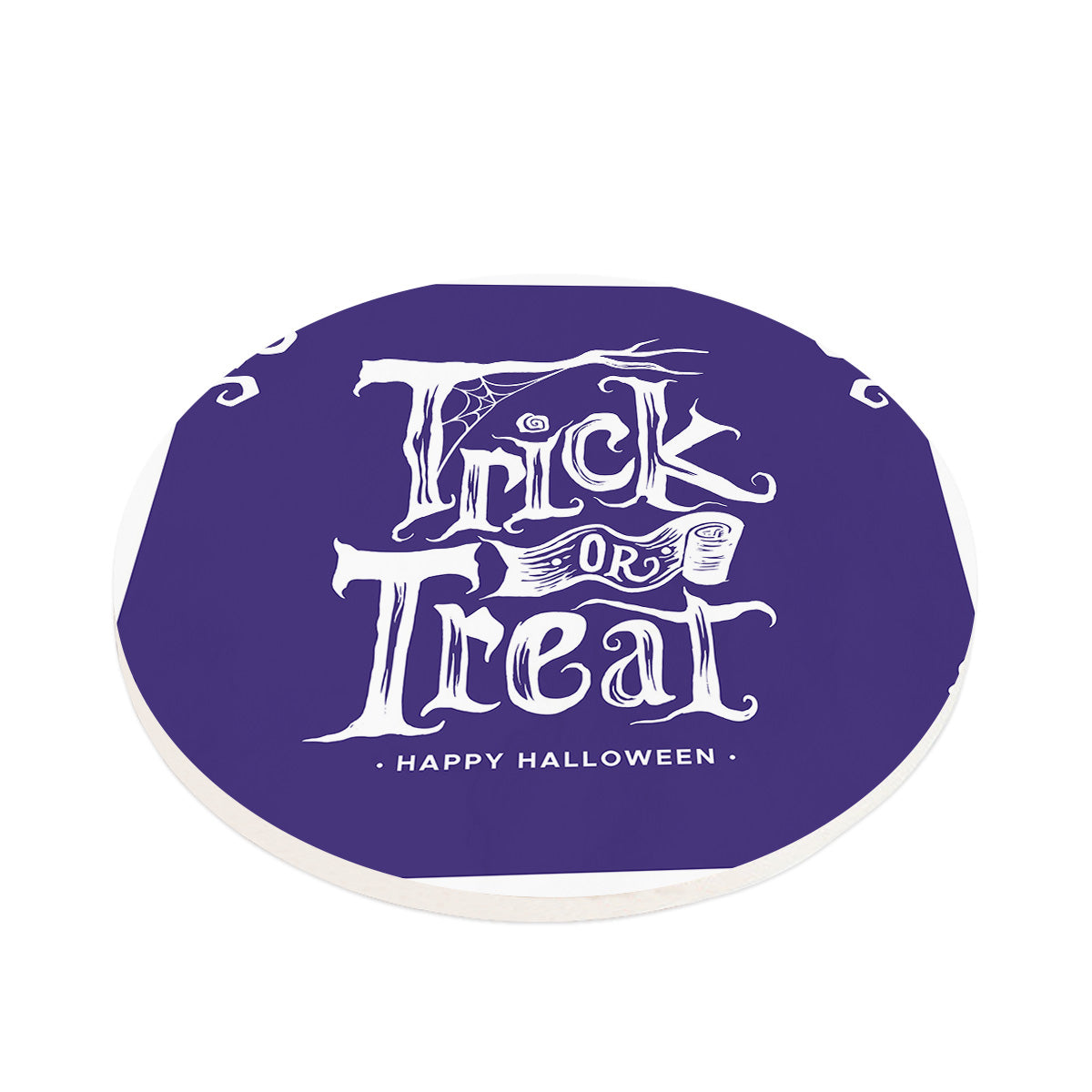 3 farbe lustige Tricks oder Treat-Zitat Halloween Absorbierter Keramikstein-Dinning-Tisch-Auto-Untersetzer-Set