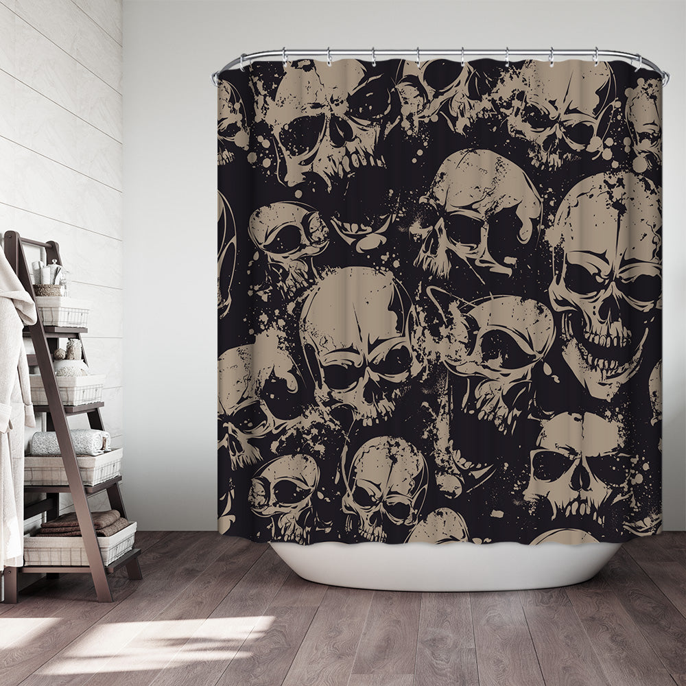 Halloween Horror Retro Seamless Reaper Skull Shower Curtain